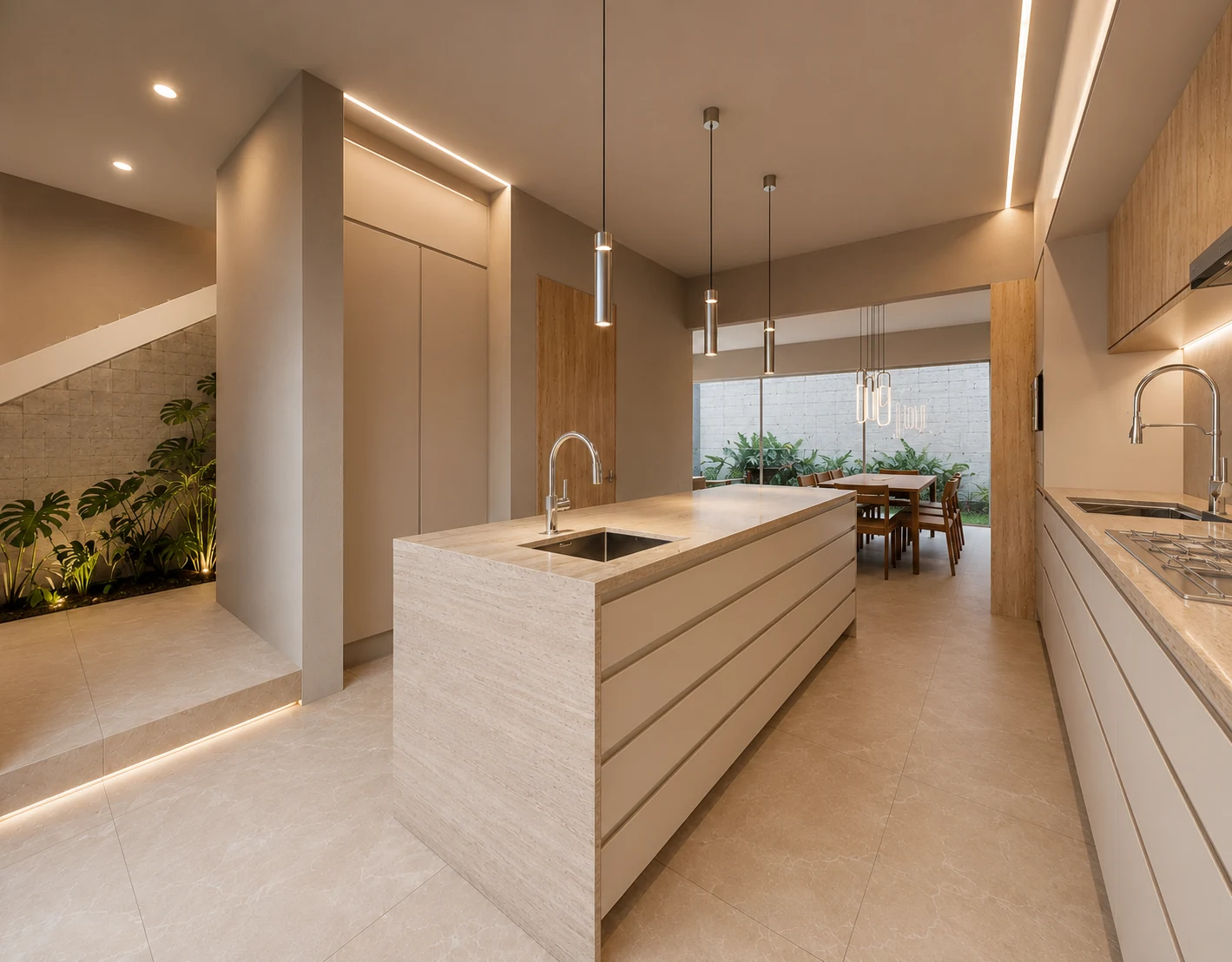 Render de cocina de Casa Pom