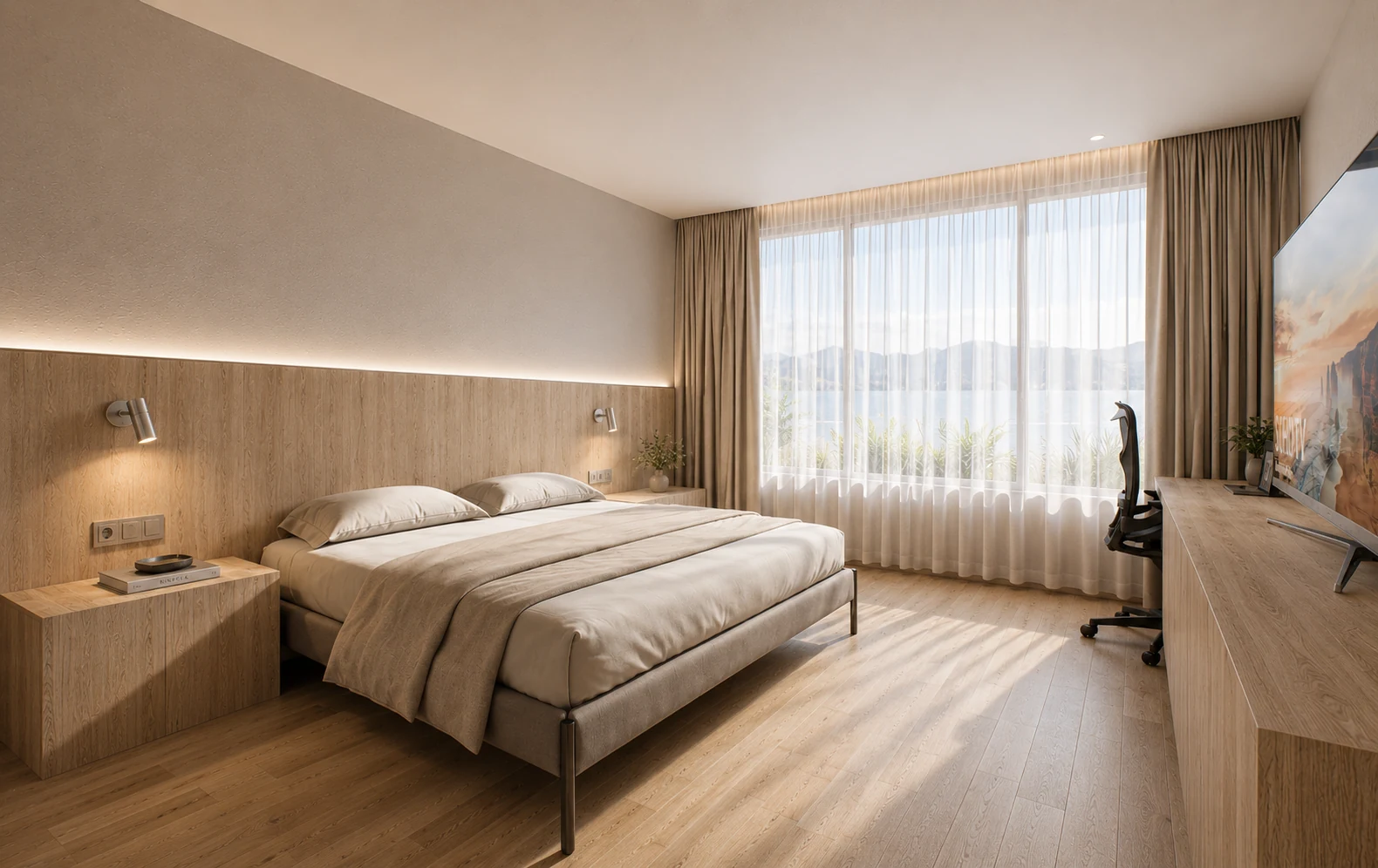 Render de recámara de Casa Pom